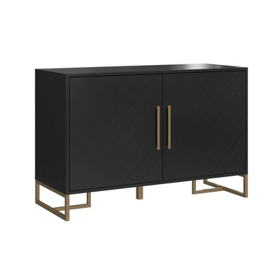 Herringbone Console Unit Black - CosmoLiving by Cosmopolitan