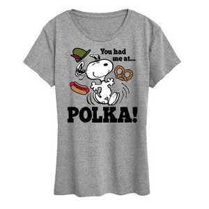 Women's - Peanuts - You Had Me At Polka Short Sleeve Graphic T-Shirt - 1 of 4