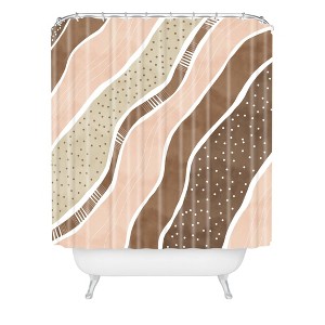 Marta Barragan Camarasa Abstract Dune Strokes Shower Curtain Brown - Deny Designs: Microfiber, Easy Care, Buttonhole Top - 1 of 3