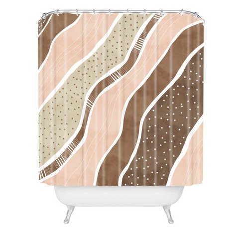 Marta Barragan Camarasa Abstract Dune Strokes Shower Curtain Brown - Deny Designs: Microfiber, Easy Care, Buttonhole Top - image 1 of 3