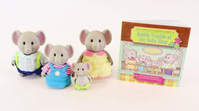 Li'l Woodzeez Famille Éléphants Oliphant Figurines Articulées Avec Livre D'Histoires Dès 3 Ans