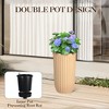 31” Tall Planter Set of 2, Self-Watering Square Pots with Drainage, Wheels & Water Monitor, Indoor Outdoor - 4 of 4