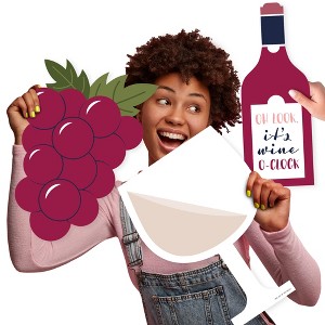 Big Dot of Happiness But First, Wine - Glass, Bottle, and Grapes Decorations - Wine Tasting Party Large Photo Props - 3 Pc - 1 of 4