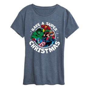 Women's - Marvel - Have A Super Christmas Avengers Short Sleeve Graphic T-Shirt - 1 of 4