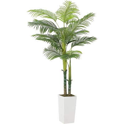5/6FT Artificial Palm Tree Indoor Outdoor, Realistic Fake Tree with 13 Fronds & Weighted Planter - Tropical Decor for Home, Office
