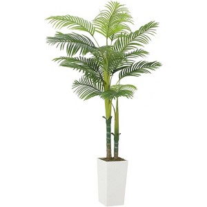 5/6FT Artificial Palm Tree Indoor Outdoor, Realistic Fake Tree with 13 Fronds & Weighted Planter - Tropical Decor for Home, Office - 1 of 4