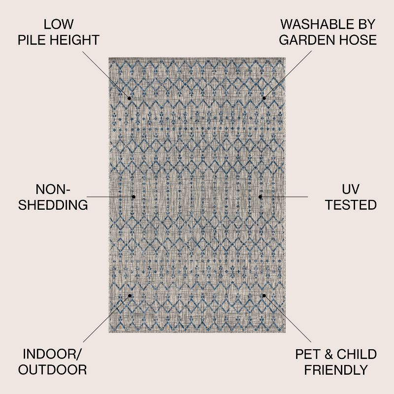 Ourika Moroccan Geometric Textured Weave Indoor/Outdoor Area Rug - JONATHAN Y, 3 of 10