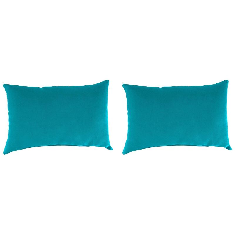 Set of 2 Outdoor Throw Pillow Set Washed Turquoise - Jordan Manufacturing, 1 of 6