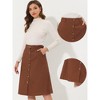 Allegra K Women's High Waist Solid Button Front A-Line Belted Corduroy Midi Skirt - 2 of 4