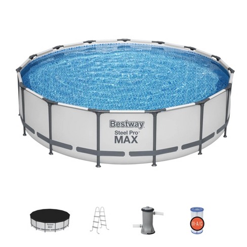 Bestway Steel Pro MAX 15'x42" Round Metal Frame Above Ground Outdoor Swimming Pool with 1,000 Filter Pump, Ladder, and Cover - image 1 of 4