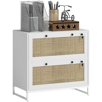 Vinsetto 2 Drawer File Cabinet with Lock, Vertical Filing Cabinet with Keys and Adjustable Hanging Bar for Letter, A4 and Legal Size