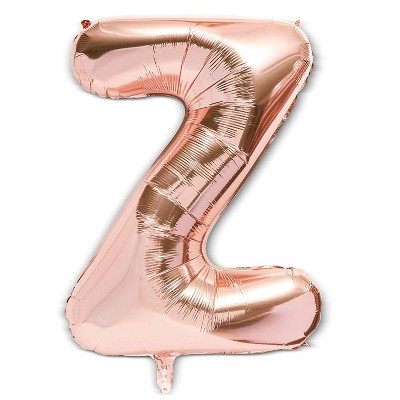 Sparkle and Bash 2 Packs Jumbo Letter "Z" Rose Gold Foil Balloons 40" for Party Decorations