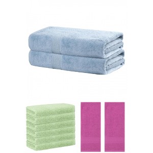 REGALWOVEN Absorbent Solid Bath Hand Face Cloths Cotton Towels 3 Piece Sets - 1 of 4