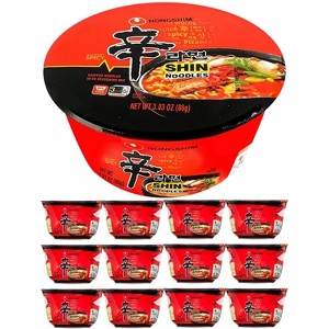 Shin Ramyun Spicy Beef Ramen Noodle Soup Bowls Bundle. Includes 12 Bowls 3.03 Oz Shin Flavor - 1 of 3