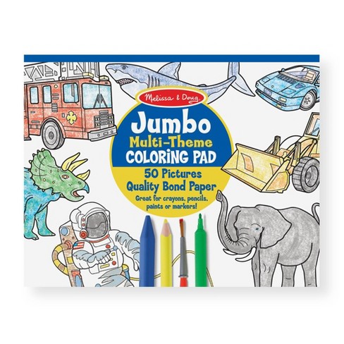 Melissa & Doug Jumbo 50-Page Kids' Coloring Pads Set - Animals, Vehicles,  and More