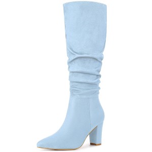 Allegra K Women's Halloween Pointed Toe Chunky Heel Knee High Boots - 1 of 4