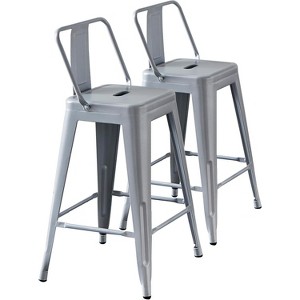 Lyngins Set of 2/4 Industrial Metal Bar Stools,Counter Chairs with Bucket Back,Stools for Kitchen Counter,Living Room - 1 of 4