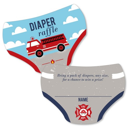 Big Dot Of Happiness Fired Up Fire Truck - Diaper Shaped Raffle