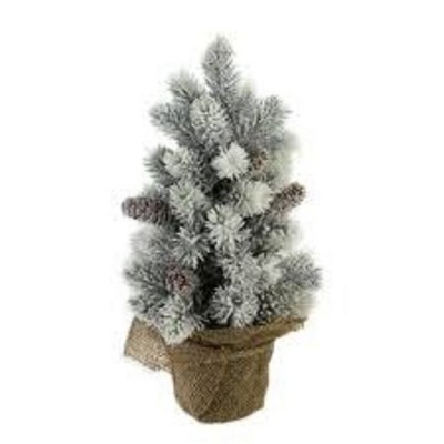 Northlight 12" Potted Flocked Pine with Pine Cones Medium Artificial Christmas Tree – Unlit