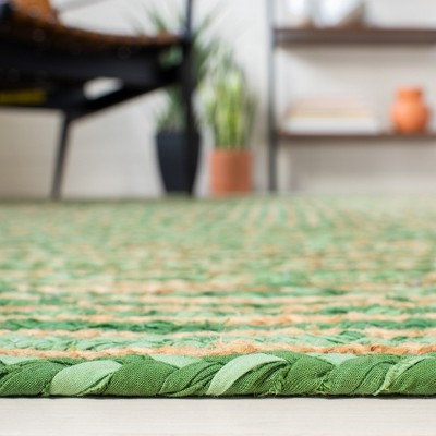 Handmade Green and Natural Rectangular Jute Area Rug 8' x 10'