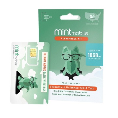 Mint Mobile 6 Month 10GB/mo Plan SIM Kit