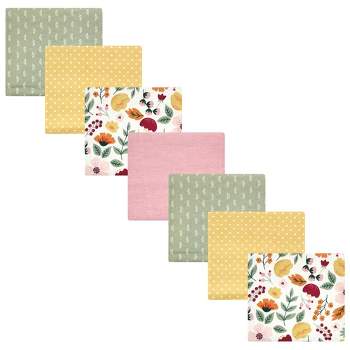 Hudson Baby Infant Girl Cotton Flannel Receiving Blankets Bundle, Fall Botanical, One Size