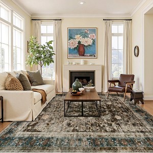 AMERLIFE Area Rug, Machine Washable Vintage Carpet with Non-Slip Backing, Soft Rug for Living Room, Bedroom, Hallway Use - 1 of 4