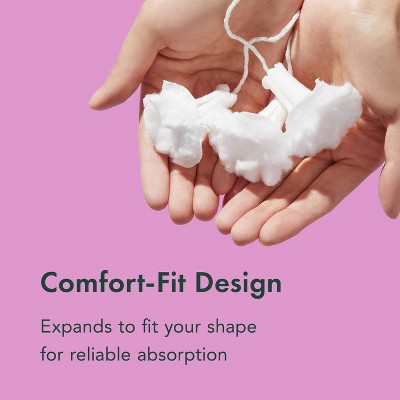 Rael Slim Applicator Tampons with Organic Cotton - BPA-Free, Organic Cotton Core, Fragrance Free - Super - 18ct
