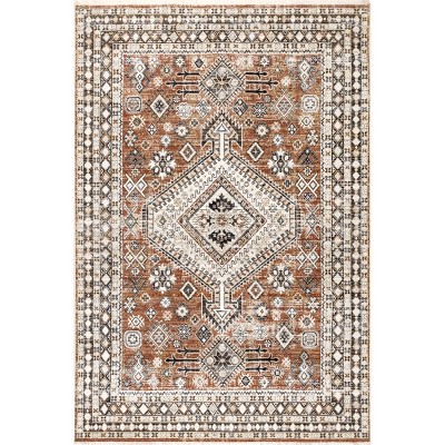 Reversible Rust Medallion Synthetic 5' x 8' Area Rug