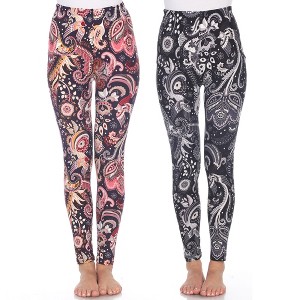 Women's Pack of 2 Leggings - One Size Fits Most - White Mark - 1 of 1