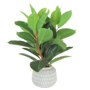 18" x 10" Artificial Rubber Plant in Pot - LCG Florals: Indoor Greenery Decor, Cement Base - 1 of 3