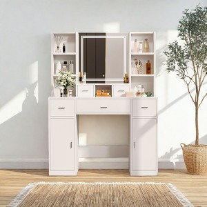 NicBex Vanity Set with USB Charging Station & Hidden Storage - 5-Drawer Makeup Desk, 2 Cabinets & LED Mirror for Bedroom/Apartment - 1 of 4