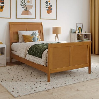 AFI Furnishings Portland Twin Foundation Bed with Matching Footboard, Light Toffee