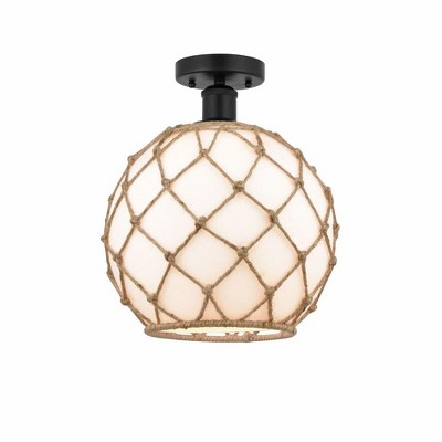 Farmhouse Rope - 1 Light Semi-Flush Mount In Industrial Style-12.75 Inches Tall and 10 Inches Wide