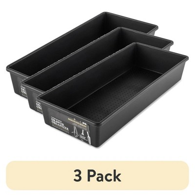 LunaLulinlk (3 pack) 1 Compartment Utensil Organizer, Black