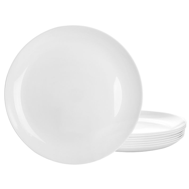 Gibson Ultra Olstead 8 Piece Break-Resistant Tempered Opal Glass Dinner Plate Set in White, 1 of 7