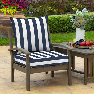 Sapphire Blue Cabana Stripe Outdoor Deep Seat Cushion Set