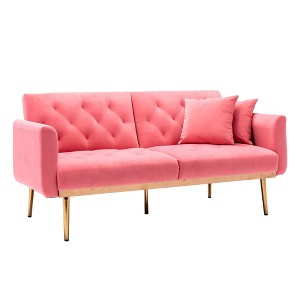 NicBex Loveseat Sofa Modern Tufted Buttons Loveseat Couch Upholstered Leisure Sofa Couch with Metal Legs for Bedroom,Living Room,Peach - 1 of 4