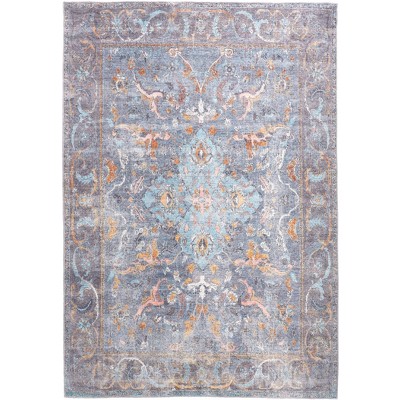 Percy Transitional Medallion Blue/Gray/Orange Area Rug