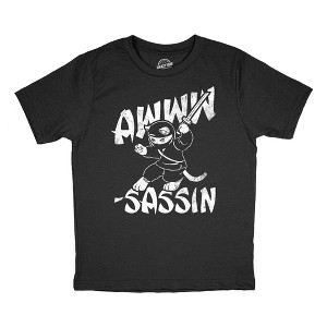 Youth Funny T Shirts Awww Sassin Sarcastic Kitten Graphic Novelty Tee for Kids - Crazy Dog Youth T Shirt For Cat Lovers - 1 of 4