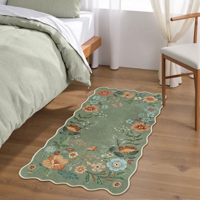 Lahome Machine Washable Back to College Series Floral Plant Floor Mat-Natural Bio-Printed Soft Rug for Living Room, School, Bedroom, or Entryway