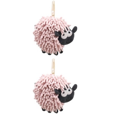 REGALWOVEN Cute Sheep Shape Chenille Soft Absorbent Hand Towels 2 Pcs