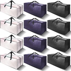 6/12pack Heavy Duty Extra Large Moving Bags W/Backpack Straps - Strong Handles & Zippers - 1 of 4