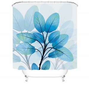 Blue Leaves Shower Curtains for Bathroom Waterproof Fabric Bath Curtain Durable Soft Stylish Bathroom Decor 72x72 Inch - 1 of 1
