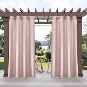 Set of 2 Delano Indoor/Outdoor Heavy Textured Grommet Top Light Filtering Window Curtain Panels - Exclusive Home - 1 of 4