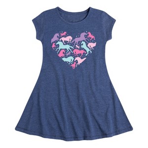 Girls' - Instant Message - Horse Heart Fit & Flair Cap Sleeve Graphic Dress - 1 of 4
