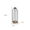 HomeRoots 12" Black Clear And Natural Metal Glass And Wood Posy Test Tube Table Vase - 3 of 4