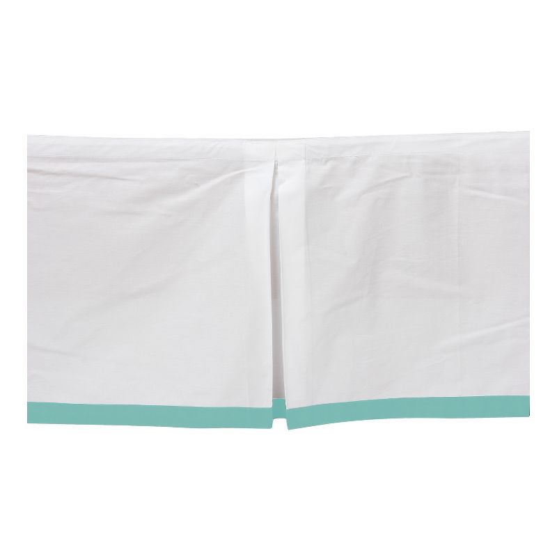 Bacati - White with band on bottom Crib/Toddler Bed Skirt - Mint, 4 of 5
