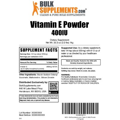 BulkSupplements Vitamin E 400 IU Powder