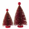 Cody Foster 11.25 In Gold Flaked Red Bottle Brush Tree Set Gold Tipped Wood Base Bottle Brush Trees - 3 of 3